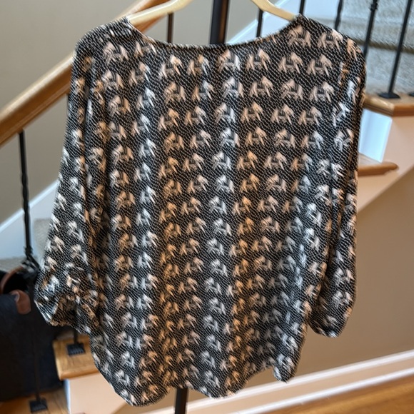 Pixley Black and Tan Elephant Print Blouse - Picture 2 of 3